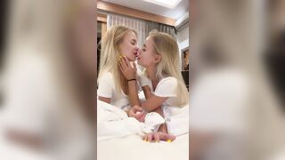 Lesbians Twins Sister Kissing French Kissing